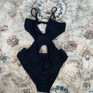 Black Cut Out Black One Piece Swimsuit